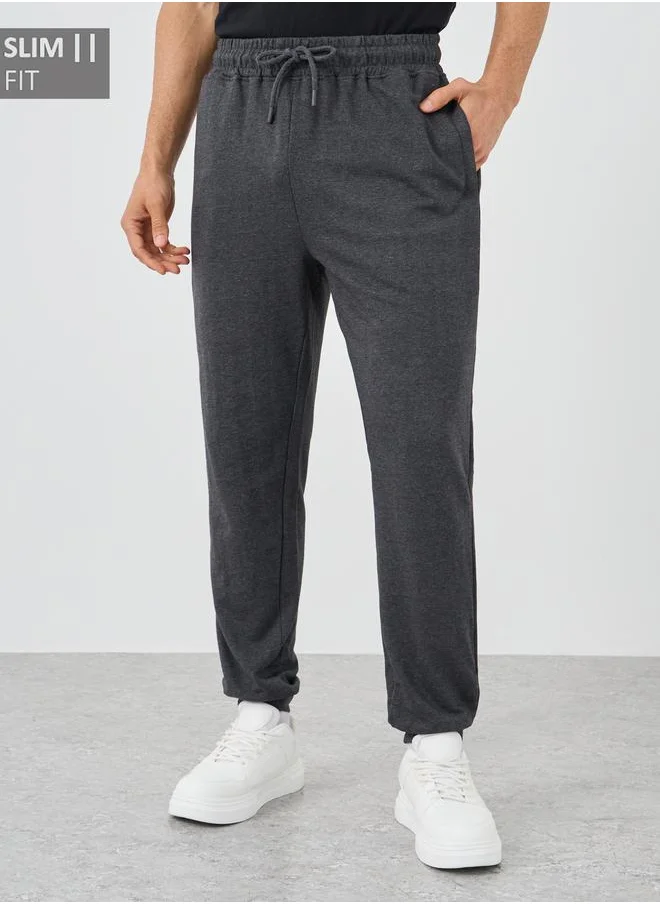 Styli Styli Slim Fit Rib Cuffed Joggers with Drawstring