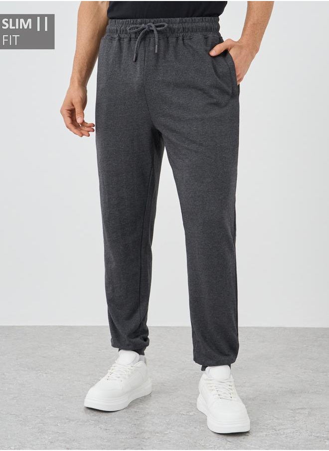 Styli Styli Slim Fit Rib Cuffed Joggers with Drawstring  - Image 1