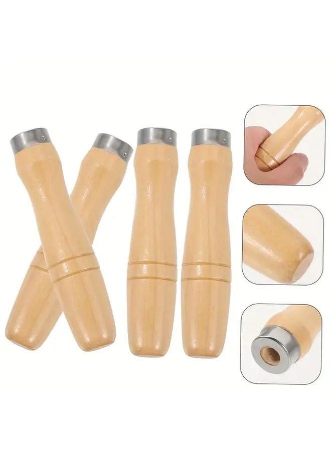 4pcs Wooden File Handles With Metal Collars Ergonomic Grip For 4 To 7 Inch Tools - Image 5