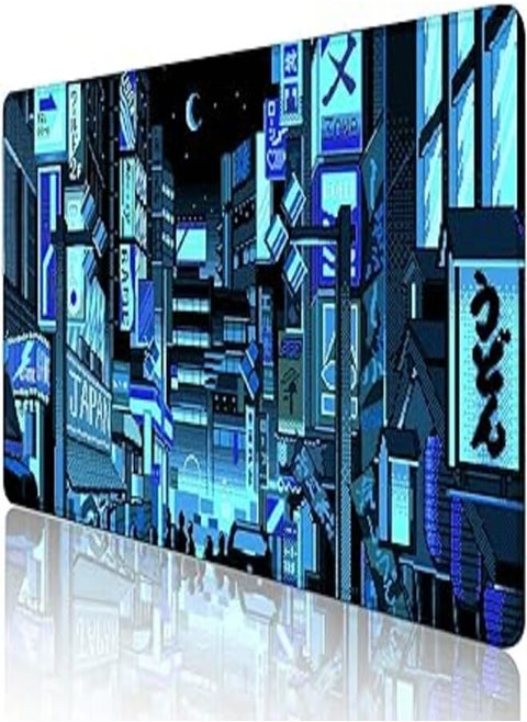 Japanese Neon Skyline Pixel City Gaming Mouse Pad - (70×30cm) for Keyboard and Mouse Desk Mat for PC - Non Slip Rubber - Speed Edition | 700× 300×3 mm