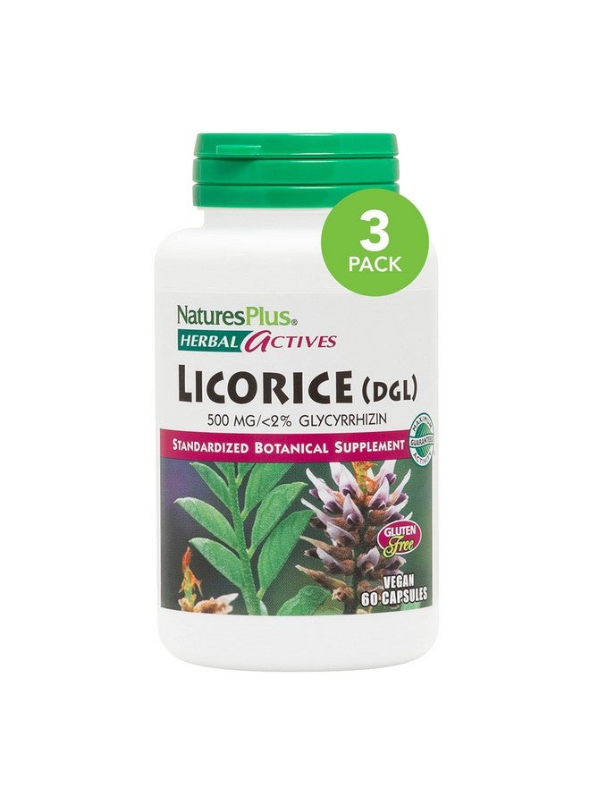 Nature's Plus Naturesplus Herbal Actives Licorice (Dgl) 500 Mg 60 Capsules Pack Of 3 Supports Healthy Digestion & Overall Wellbeing Vegetarian Gluten Free 180 Total Servings - Image 2