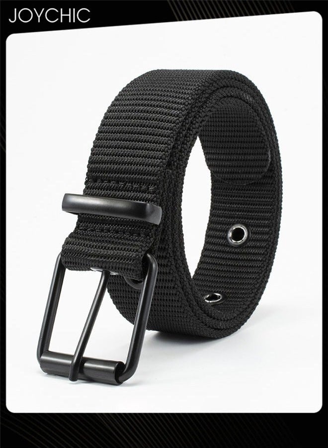 Joychic Men Nylon Durable Adjustable Versatile Jeans Belt with Metal Buckle Black  - Image 1