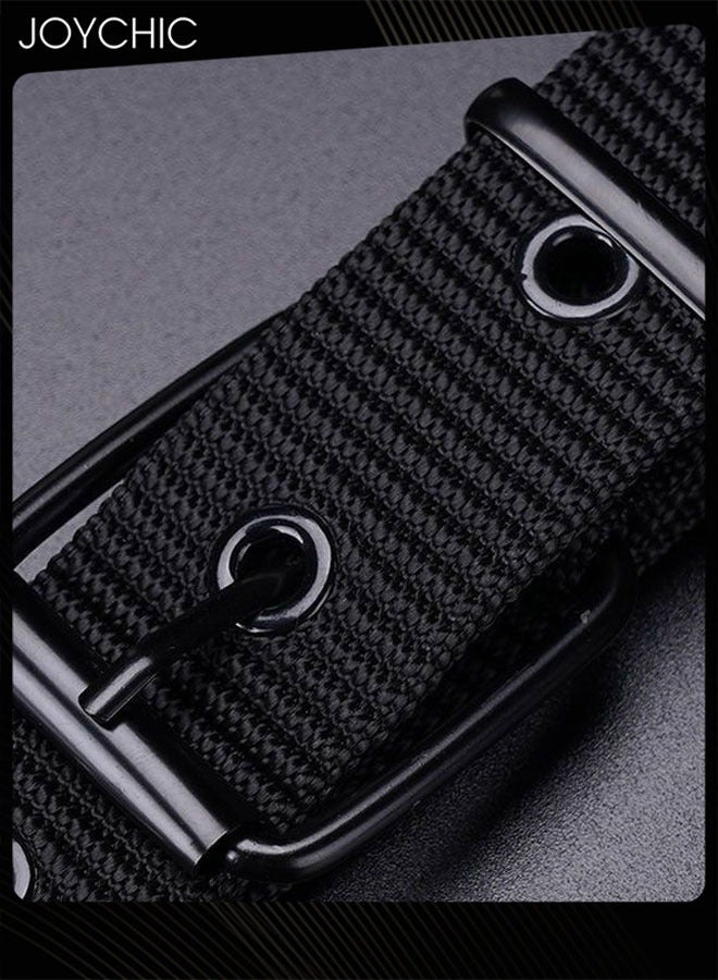 Joychic Men Nylon Durable Adjustable Versatile Jeans Belt with Metal Buckle Black  - Image 3