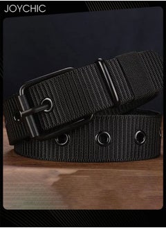 Joychic Men Nylon Durable Adjustable Versatile Jeans Belt with Metal Buckle Black  - Image 2