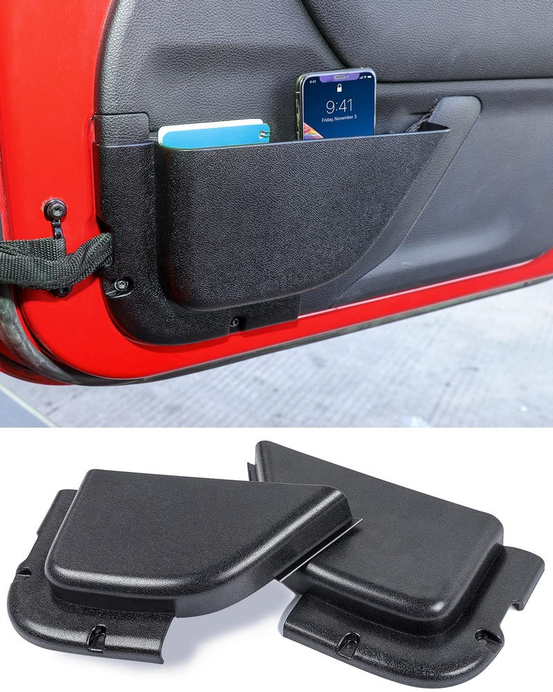 Savadicar DP5 Front Door Storage Pockets Without Cup Holder Side Insert Box Organizer for 20112018 Jeep Wrangler JK JKU 24 Door Interior Expansion Accessories Black 2 PCS