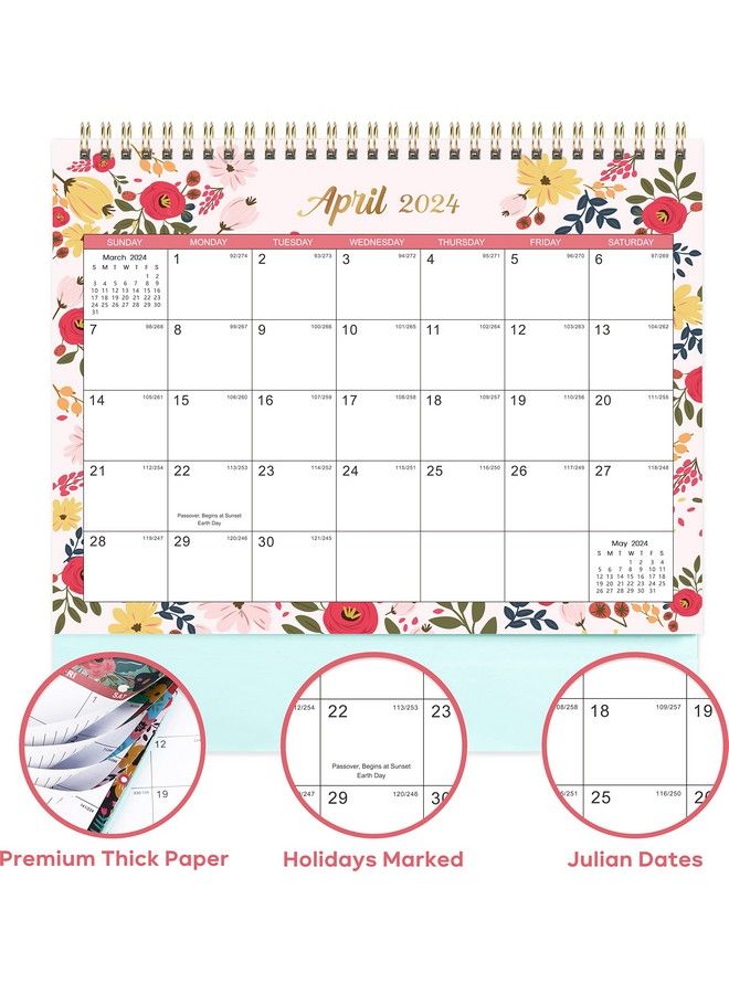 Artfan Desk Calendar 20232024 Standing Flip 20232024 Desktop Calendar With Thick Paper 9.8" X 8.3" Jul. 2023 Dec. 2024 Memo Pages + Twinwire Binding + Unruled Blocks Green And Pink - Image 5