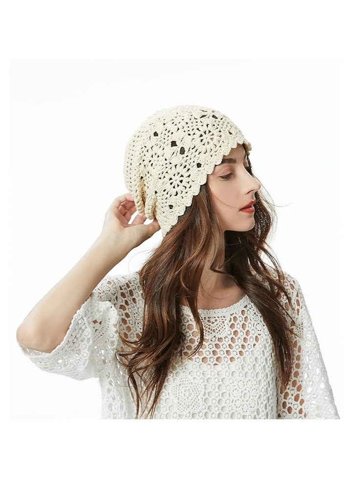 أوزيغالور عباءتان من القبعات النسائية الصيفية المصنوعة من الكروشيه - قبعات مضفورة يدوية الأزهار - Image 4