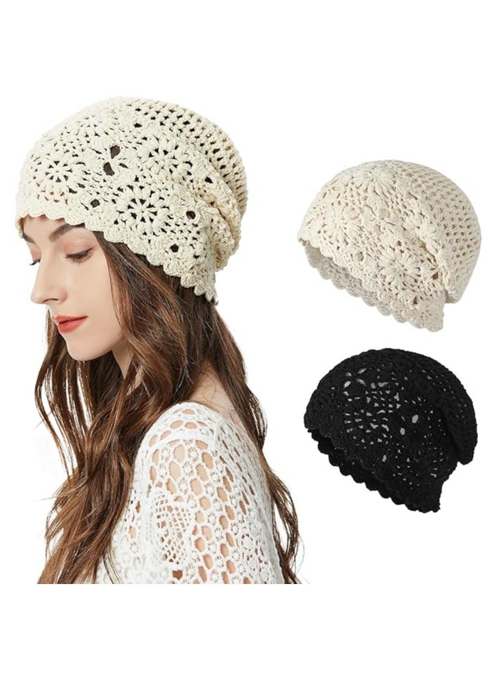 أوزيغالور عباءتان من القبعات النسائية الصيفية المصنوعة من الكروشيه - قبعات مضفورة يدوية الأزهار - Image 1