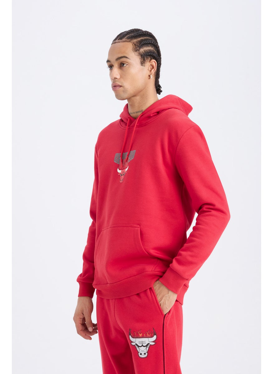 DeFacto - Man DeFactoFit NBA Chicago Bulls Standard Fit Back Printed Thick Sweatshirt - Image 1