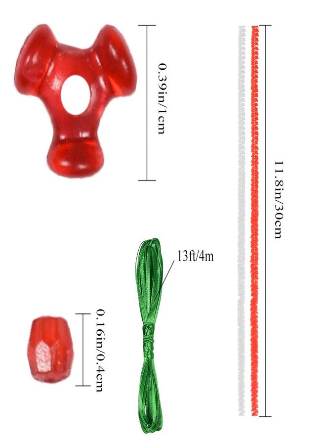 Jolbndcv Christmas Beaded Ornaments Kit 1750 Pcs Xmas Christmas Hanging Decoration 1500 Pcs PlasticTri Beads 200 Pcs Pony Beads 50 Pcs Chenille Stems 72.2ft Green Ribbons - Image 2