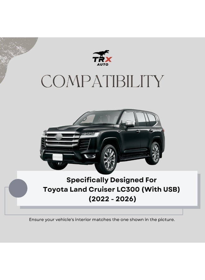  تي ار اكس اوتو حامل هاتف الشحن اللاسلكي المغناطيسي TRX AUTO لشاشة تويوتا لاند كروزر LC300 (مع USB) 2022–2026 | حامل سيارة مغناطيسي قوي مع شحن سريع بتقنية QI - Image 4