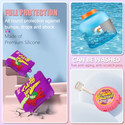 FGERWZ [3-Pack]FGERWZ for Airpods Pro 2 Case Cute with Cleaner Kit, 3D Cartoon Kawaii Silicone Case for AirPods Pro 2nd Generation Case Funny Food Design with Keychain (Sport Water+Purple Potato+Bubble Gum) - Image 3