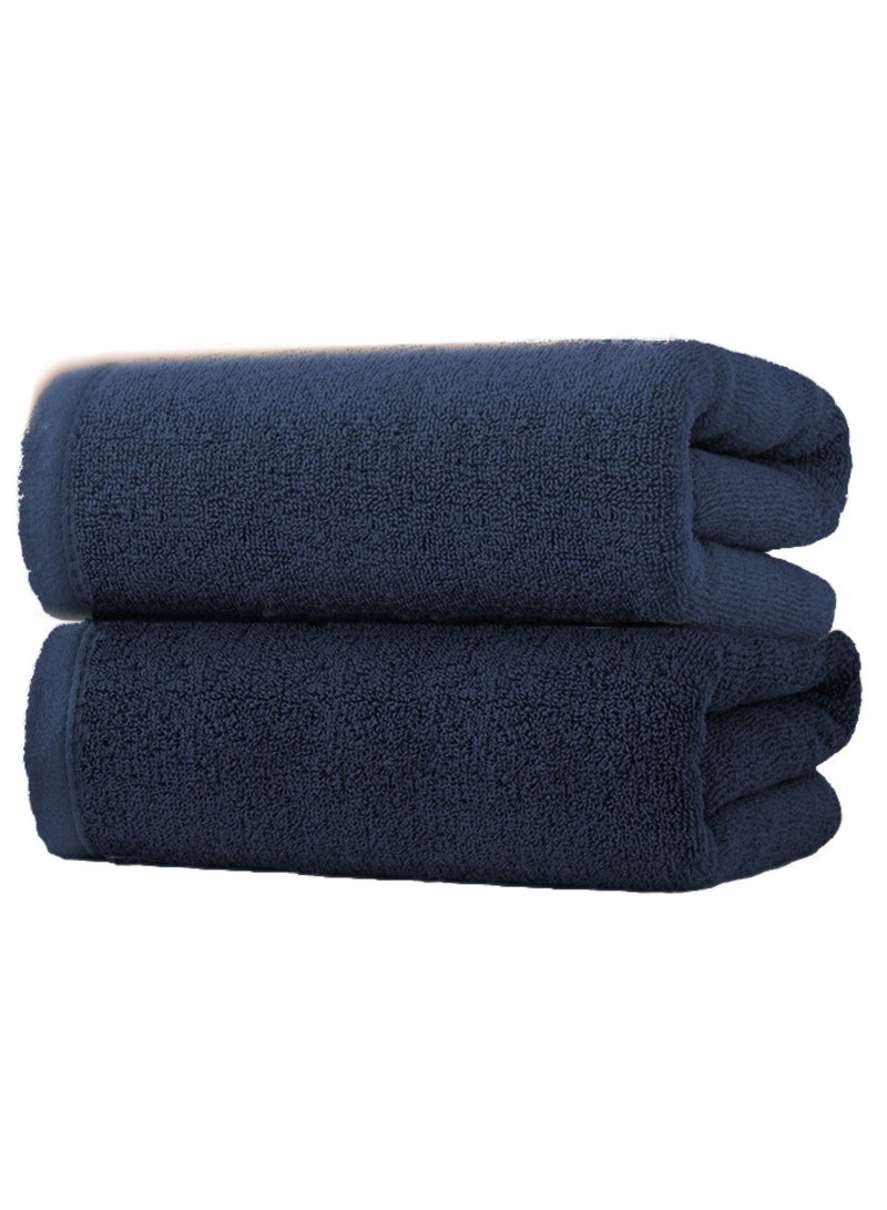 MAXQON Pack Of 2 - Beach Towel - 100% Cotton 600 GSM Over Sized (90x180cm), Highly Absorbent Bath Sheet For Pool, Beach, Fitness, Sports, Yoga, Color-Dark Blue  - Image 1