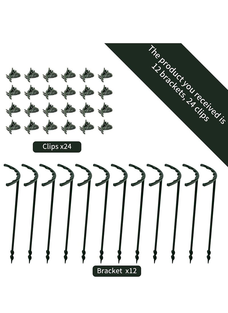 Excefore 12 Pack Plant Support Plant Stakes with 24 Pcs Plant Clips, Half Round Plant Support Ring Plastic Plant Cage Holder Flower Pot Climbing Trellis  - Image 4