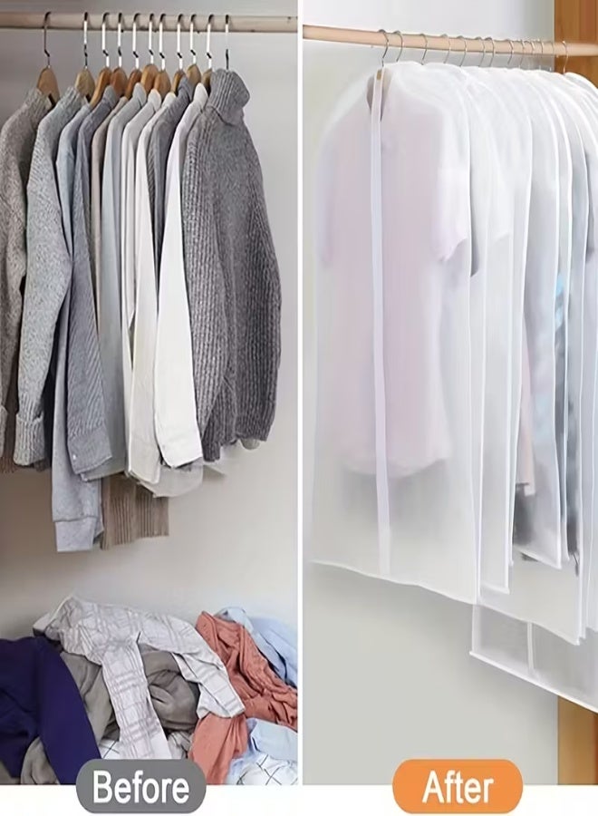 عدد 20 من أكياس الملابس الشفافة بسحّاب إغلاق (60×80 سم / 60×100 سم / 60×120 سم / 60×140 سم) – أغطية ملابس معلّقة شفافة لحماية الملابس في الخزانة، منظمات خزانة مقاومة للغبار والرطوبة للفساتين والبذلات والمعاطف والعبايات - Image 4