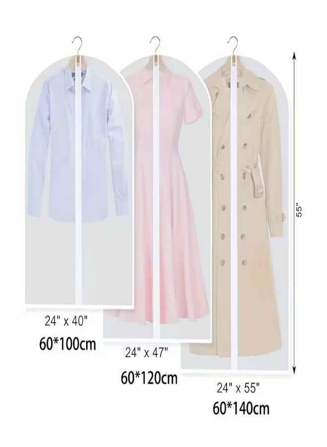 عدد 20 من أكياس الملابس الشفافة بسحّاب إغلاق (60×80 سم / 60×100 سم / 60×120 سم / 60×140 سم) – أغطية ملابس معلّقة شفافة لحماية الملابس في الخزانة، منظمات خزانة مقاومة للغبار والرطوبة للفساتين والبذلات والمعاطف والعبايات - Image 1