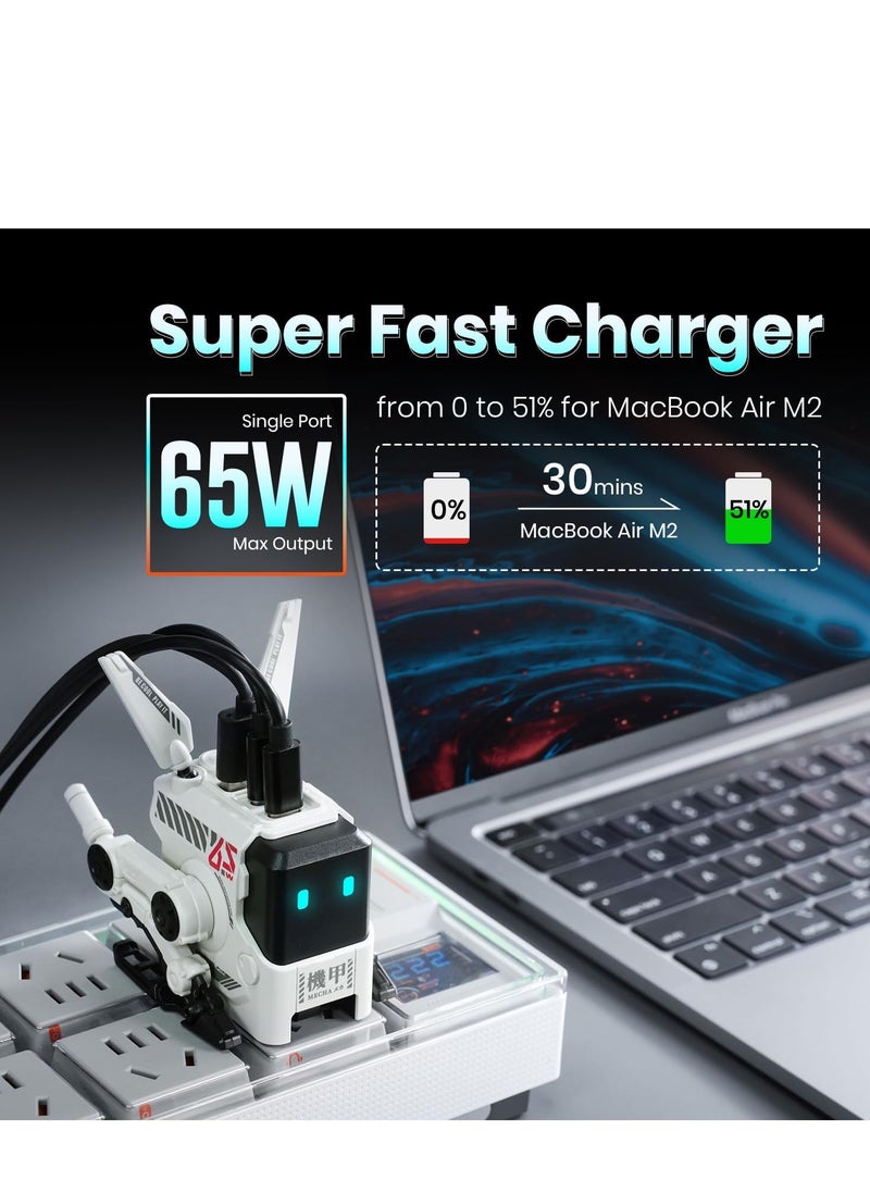 Gravastar Alpha65 GaN 65W Wall Charger - Dawn White(EU- UK Plug), Two USB Type-C PD ports and one USB Type-A ,GaN Fast Charging,8 different built-in protections ,compatible with 110V-240V input sources.