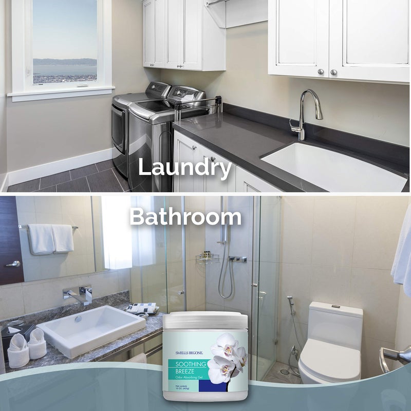 SMELLS BEGONE Air Freshener Odor Absorber Gel - 15 oz, Pack of 2 - Absorbs and Eliminates Odor in Pet Areas, Bathrooms, Cars, & Boats - Made with Essential Oils - Soothing Breeze Scent - Image 5