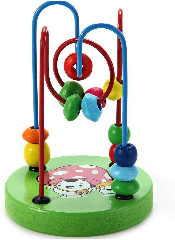 A colorful little game for moving beads around a wooden maze to teach children.  - Image 2