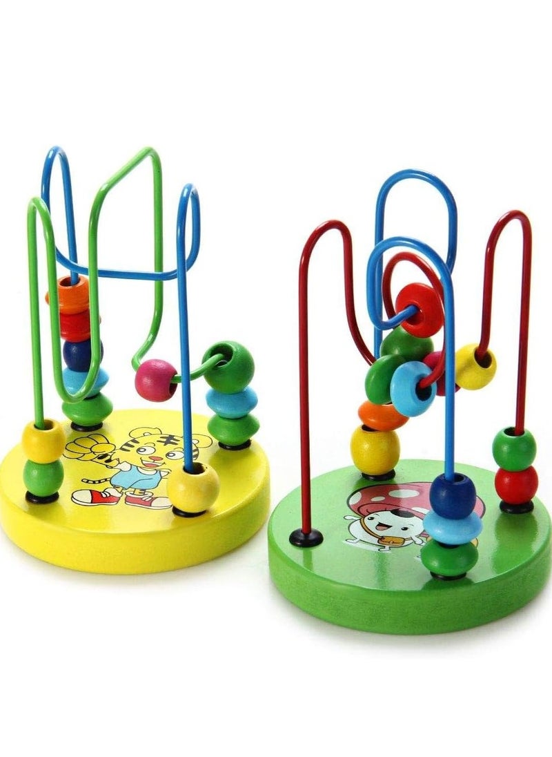 A colorful little game for moving beads around a wooden maze to teach children.  - Image 1