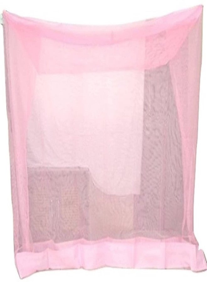 ans Dreams Polycotton Mosquito Net for Double Bed (Plain, Pink) - Image 1