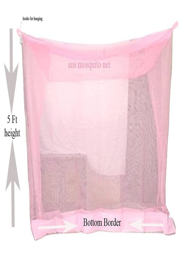 ans Dreams Polycotton Mosquito Net for Double Bed (Plain, Pink) - Image 3