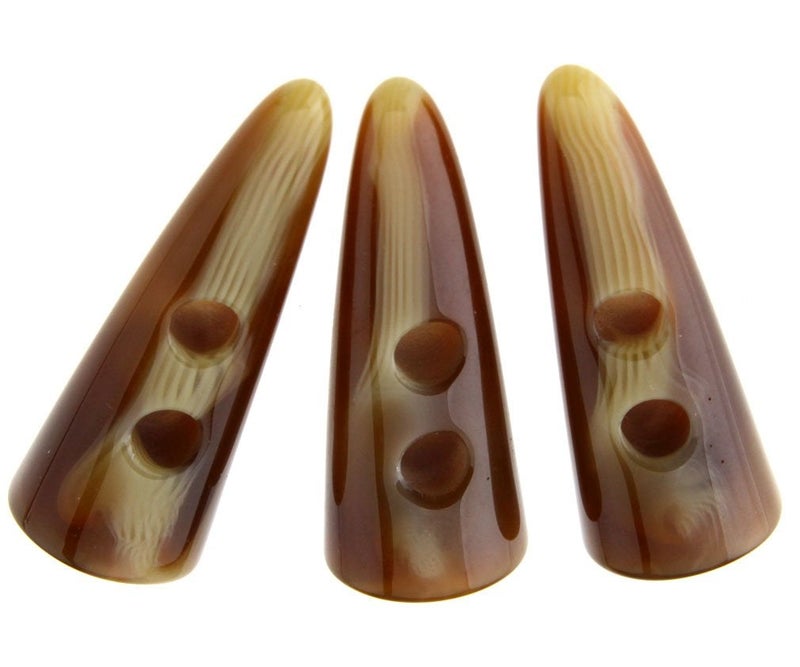 Micro Trader 10pcs Large Horn Imitation Tooth Toggle Buttons Compatible with Coat Jacket Blazer Cream Bone - Image 3