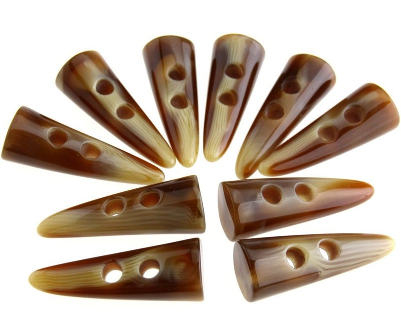 Micro Trader 10pcs Large Horn Imitation Tooth Toggle Buttons Compatible with Coat Jacket Blazer Cream Bone - Image 1