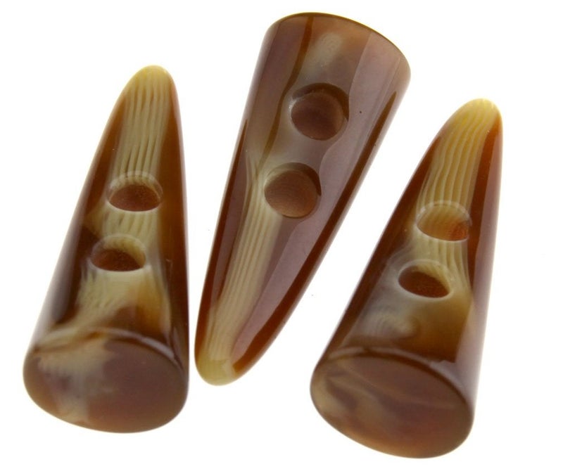 Micro Trader 10pcs Large Horn Imitation Tooth Toggle Buttons Compatible with Coat Jacket Blazer Cream Bone - Image 2