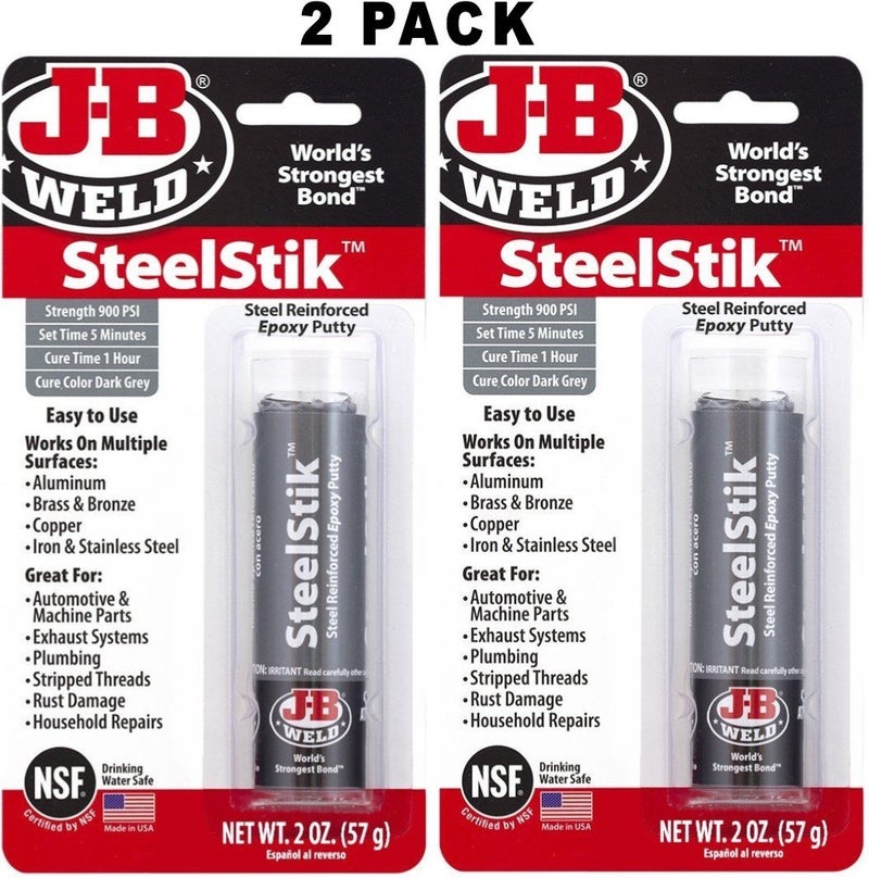 JB WELD ج-بي ويلد 8267-س ستيلستيك معجون الإيبوكسي المدعم بالفولاذ - 2 أونصة (عبوة من 2) - Image 1