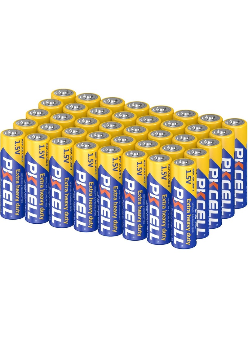 PKCELL AA Batteries 40 Pack, Double A Batteries, 1.5V High-Performance Carbon Battery for LED Candles Clock Remote Controls Flashlights - Image 1