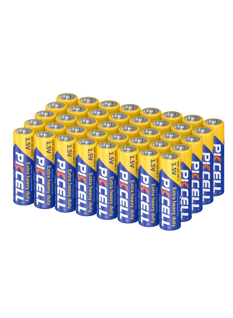 بي كي سيل AA Batteries 40 Pack, Double A Batteries, 1.5V High-Performance Carbon Battery for LED Candles Clock Remote Controls Flashlights - Image 1