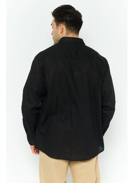 Threadbare Men Regular Fit Solid Long Sleeve Casual Shirt, Black  - Image 3