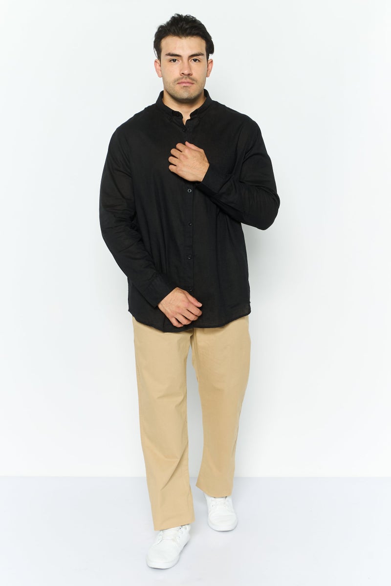 Threadbare Men Regular Fit Solid Long Sleeve Casual Shirt, Black - Image 2