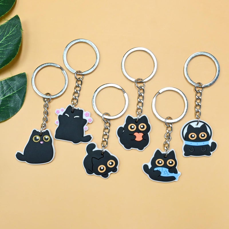 Ibuclein 30Pcs Black Cat Keychains Bulk,DIY Cute Cat Keychain Charms,Animals Backpack Charms Decor for Girls,Cool Novelty Backpack Keychains ,Funny PVC Key Ring ,Prize Box for Classroom and Party Favors gifts - Image 5