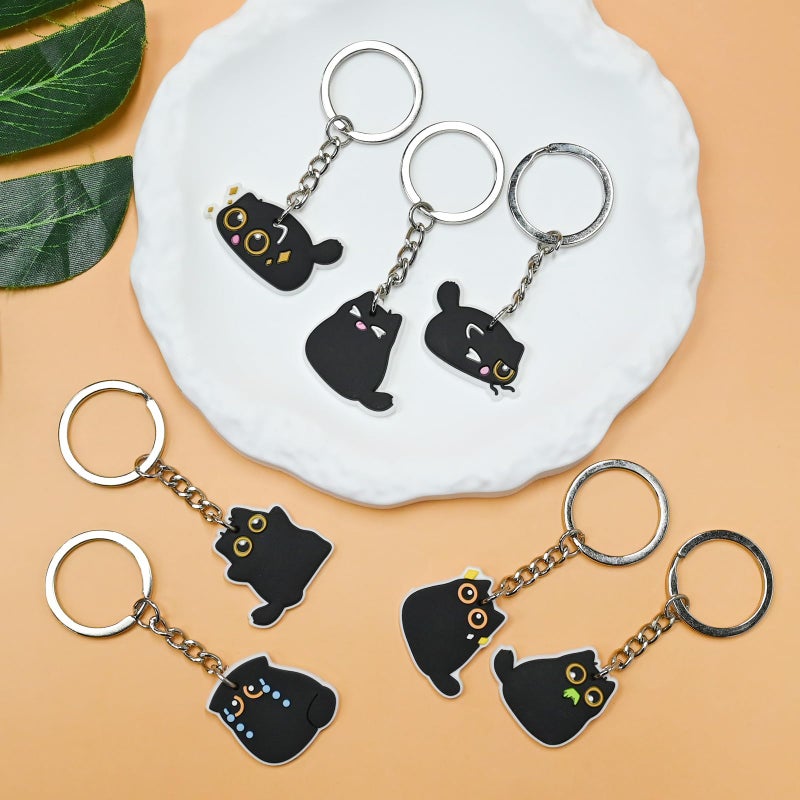 Ibuclein 30Pcs Black Cat Keychains Bulk,DIY Cute Cat Keychain Charms,Animals Backpack Charms Decor for Girls,Cool Novelty Backpack Keychains ,Funny PVC Key Ring ,Prize Box for Classroom and Party Favors gifts - Image 2