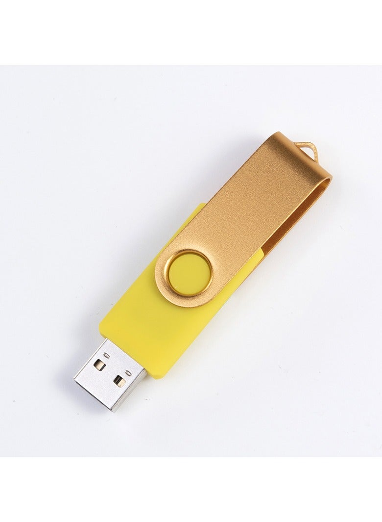 هَيْلة قرص صلب USB خارجي 64G: دوران معدني 360 درجة ، تخزين مقاوم للصدمات رقيق جداً - USB 2.0 عالي السرعة ، مناسب لـ Mac / PC ، الكمبيوتر المحمول ، سطح المكتب ، والتصوير الفوتوغرافي في الهواء الطلق (أصفر) - Image 1