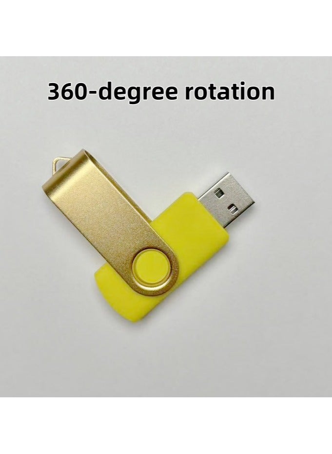 هَيْلة قرص صلب USB خارجي 64G: دوران معدني 360 درجة ، تخزين مقاوم للصدمات رقيق جداً - USB 2.0 عالي السرعة ، مناسب لـ Mac / PC ، الكمبيوتر المحمول ، سطح المكتب ، والتصوير الفوتوغرافي في الهواء الطلق (أصفر) - Image 2