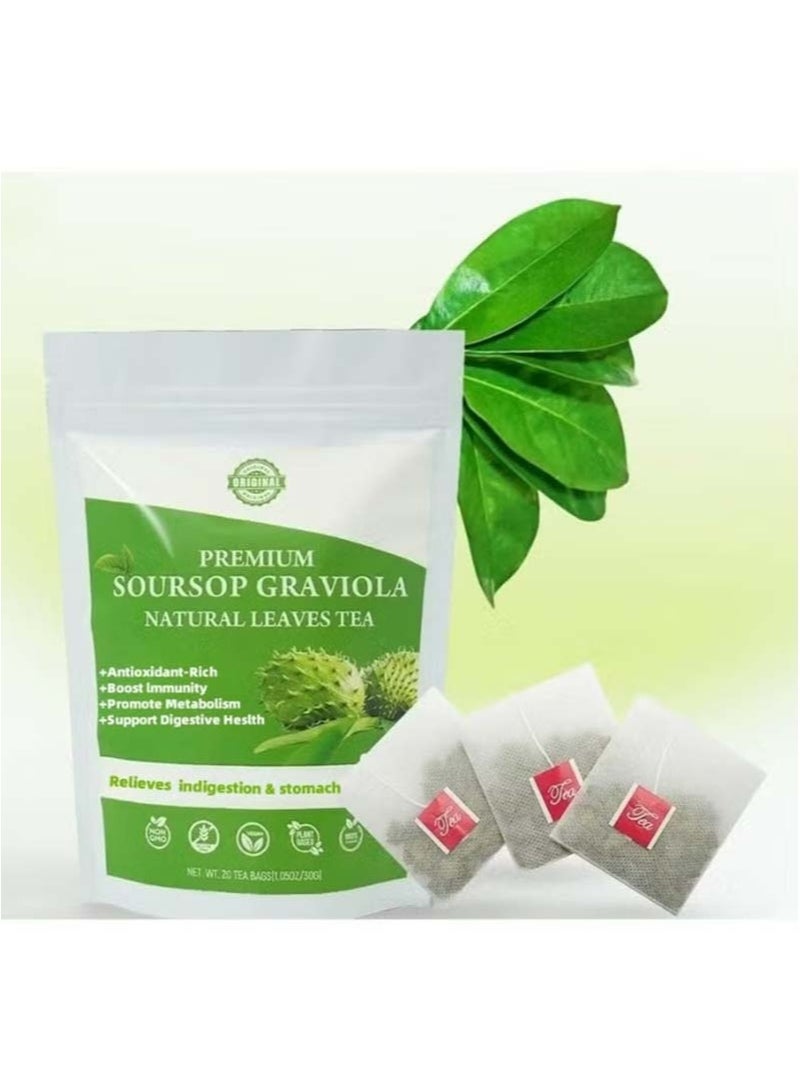 Wins Town 100% Pure Soursop Graviola Leaves tea,Annona muricata - Guanabana - Premium Quality 100% Pure Leaf,1.5g*20 Tea Bags - Image 1