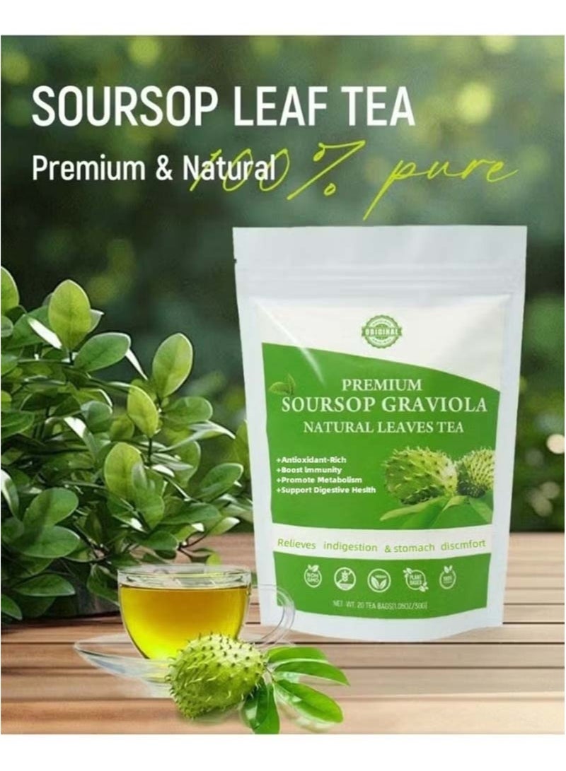 Wins Town 100% Pure Soursop Graviola Leaves tea,Annona muricata - Guanabana - Premium Quality 100% Pure Leaf,1.5g*20 Tea Bags - Image 2