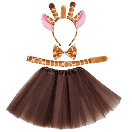 Marrywindix Khaki Giraffe Costume Tutu Set Animal Fancy Dress Costume Kit Halloween Party Dress Up Accessories - Image 1