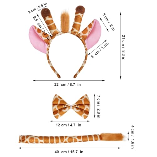Marrywindix Khaki Giraffe Costume Tutu Set Animal Fancy Dress Costume Kit Halloween Party Dress Up Accessories - Image 2