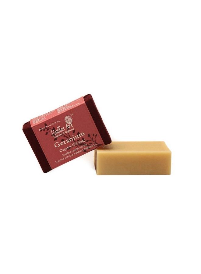 Rustic Art Geranium Soap ; Jojoba Oil & Cocoa Butter ; Oily To Normal Skin ; Pack Of 2 * 100 Gm - Image 4