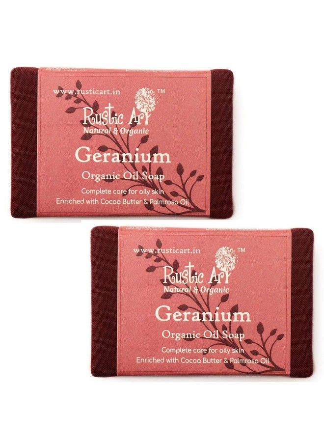 Rustic Art Geranium Soap ; Jojoba Oil & Cocoa Butter ; Oily To Normal Skin ; Pack Of 2 * 100 Gm - Image 2