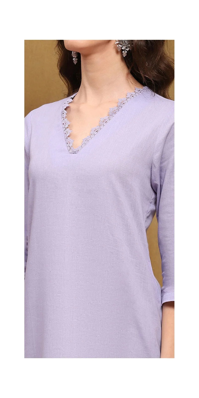بيبا مزيج قطني بلون بنفسجي سوليد عادي فيت كورتا مستقيمة