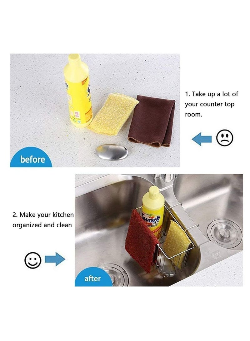 Y&D Kitchen Sink Caddy Sponge Holder Stainless Steel Soap Hanging Antimicrobial Drain Holes for Sanitary Drying Drainer Rack, Simple Installation - Image 3