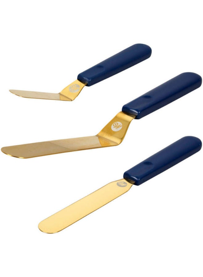 Wilton 3 Piece Icing Spatula Set Navy Blue and Gold - Image 2