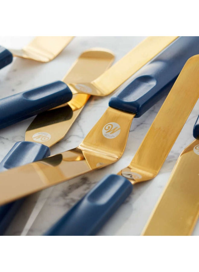 Wilton 3 Piece Icing Spatula Set Navy Blue and Gold - Image 3