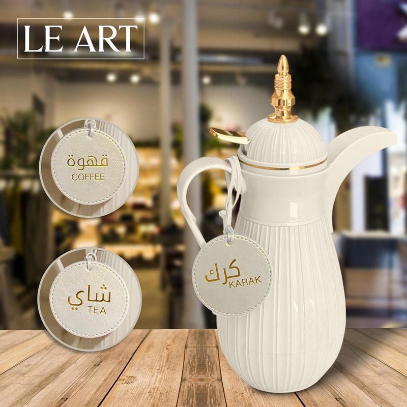 LEART Dallah Flask Tags, تعليقات الدلال - Dallah Coffee Pot, Tea and Coffee Tag | للشاي تعليقة للقهوه و تعليقة | Dallah Tag (Metallic Cream - Set of 3) - Image 3