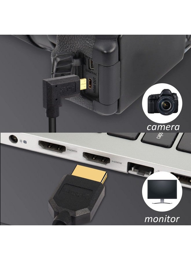 PNGKNYOCN Short 8K Micro Hdmi To Hdmi Cable90 Degree Right Angle 1Ft 0.3M Ultra High Speed 48Gbps Micro Hdmi Male To Hdmi Male Cable Support 8K@60Hz 4K@120Hz(R)  - Image 3